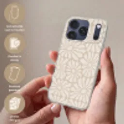Bloemen - Print - Beige - Bruin - Minimalistisch Telefoonhoesje iPhone 17 Pro Max klein -sfeer3_NL