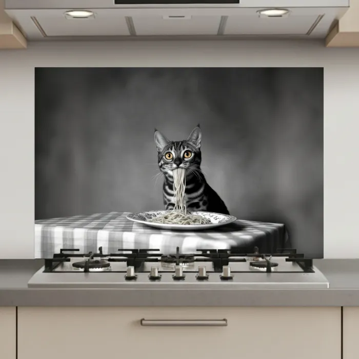 Bengaal - Kat - Tafelkleed - Zwart - Wit - Dier keuken achterwand spatscherm klein -3d_website