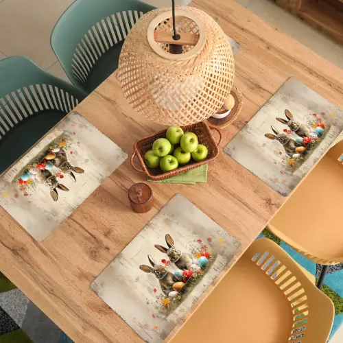 Konijnen - Bloemen - Eieren Placemat vinyl groot -zzsfeer5_Kitchenyeah-website