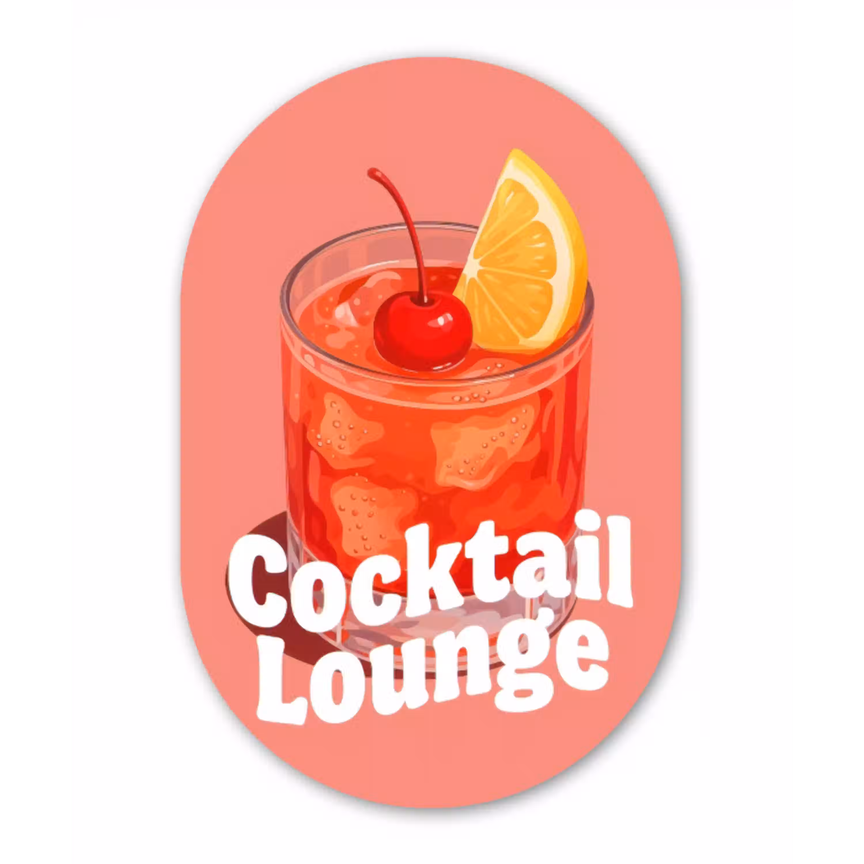 Cocktail Lounge - Glas - Koraal Wandcirkel Ovaal Aluminium middel -3d