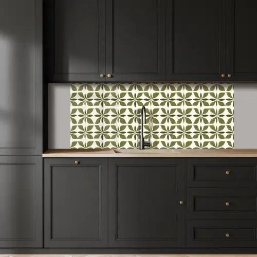 Botanisch - Retro - Groen keuken achterwand 2 middel 871 -sfeer1