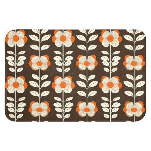 Bloemen - Retro - Bruin WCmat klein 1009 -3d