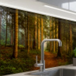Bos - Natuur - Bomen - Landschap - Bladeren keuken achterwand sample klein -zzzz3d_schuin