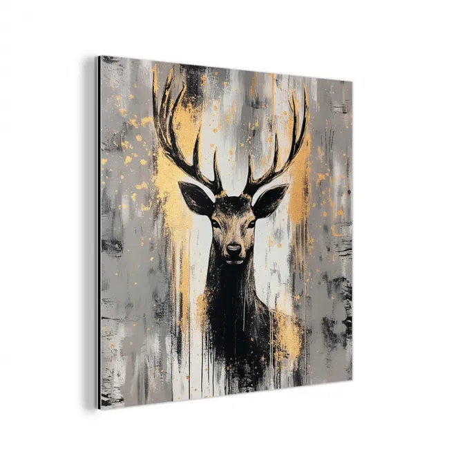 Abstract - Hert - Gewei - Goud aluminium wit klein -3d