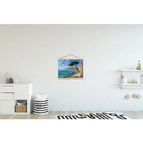 Rotsen - Kustlijn - Boom - Bergen textielposter latten blank klein -kinderkamer