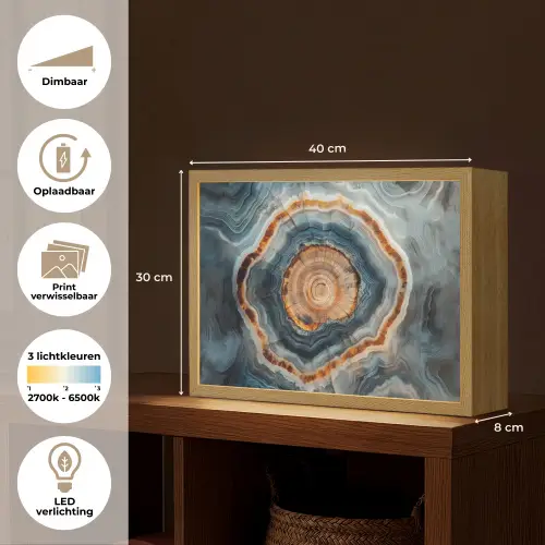 Cirkel - Ringen - Steen - Tinten Light Box met batterij (Wandlamp) middel -USP_websiteoverzichtNL