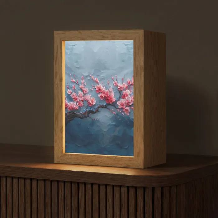 Bloesem - Bloem - Roze - Tak Light Box met kabel (Tafellamp) klein -z3d_website