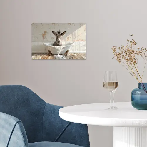 Ezel - Dieren - Badkuip - Schuim poster papier klein -sfeer3
