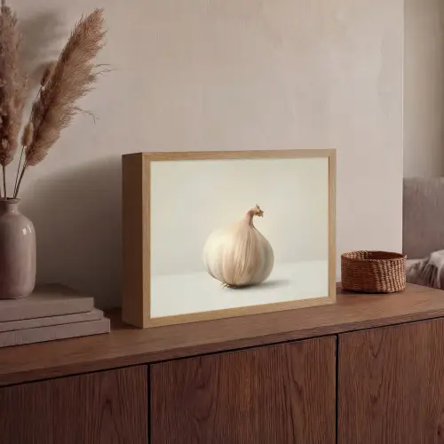 Knoflook - Natuurlijk - Beige Light Box met batterij (Wandlamp) middel -sfeer2