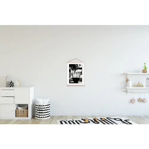 Coffee - Espresso - Koffiemachine - Kop textielposter latten blank klein -kinderkamer