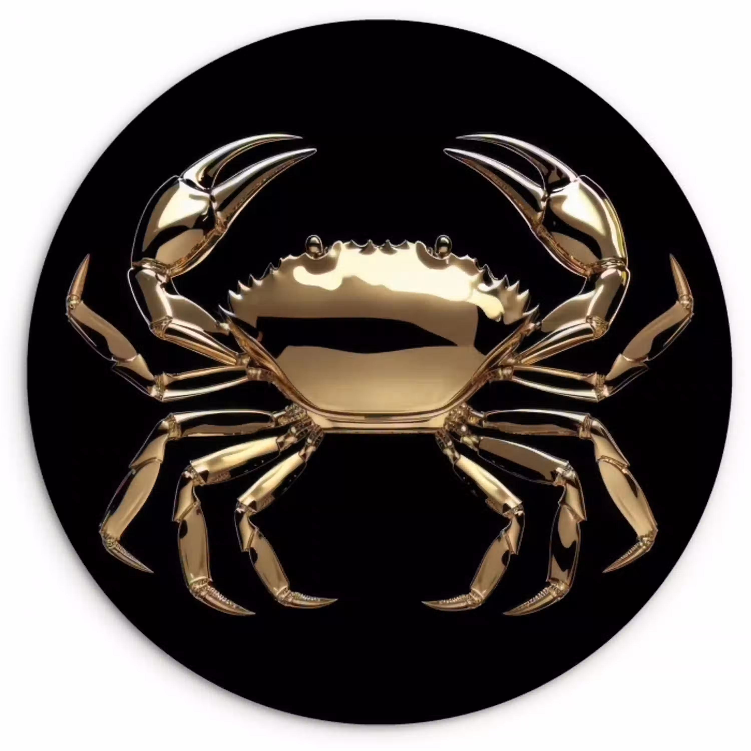 Goud - Krab - Dieren - Zwart Wandcirkel plexiglas klein -3d