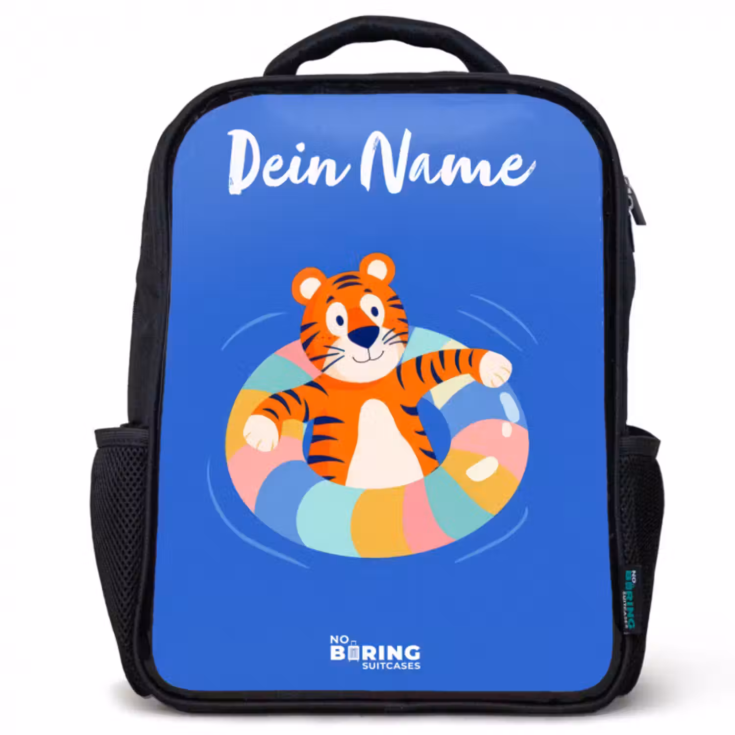 Kinderrucksack mit Namen - Schwarz - Tiger - Schwimmband - Wasser