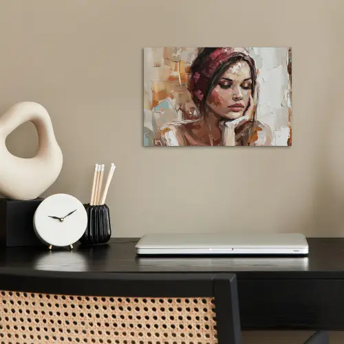 Vrouw - Verflook - Portret - Modern poster papier klein -sfeer1