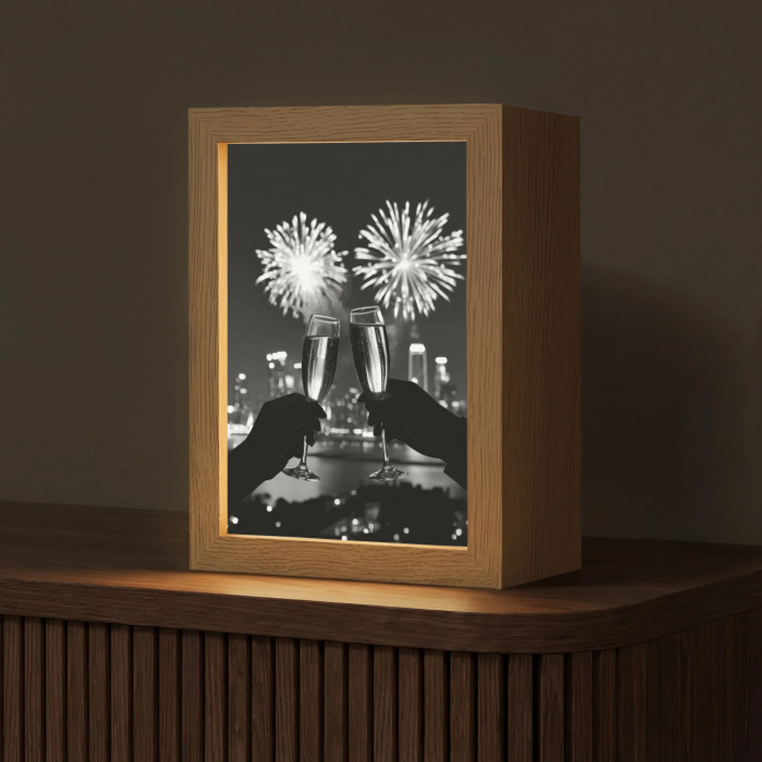 Vuurwerk - Proosten - Skyline - Champagne Light Box met kabel (Tafellamp) klein -z3d_website