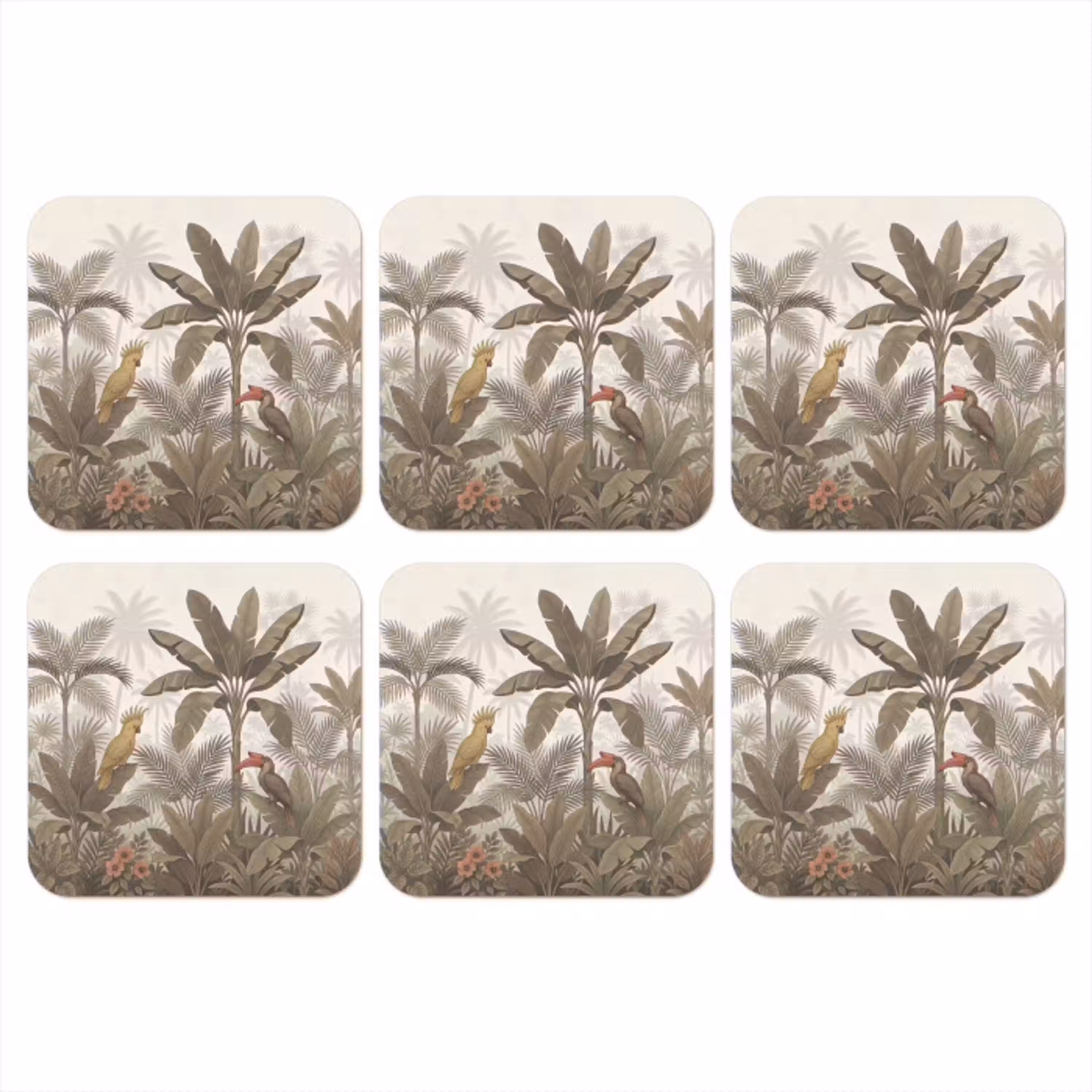 Vogel - Jungle - Tropisch - Illustratie - Groen onderzetter kurk middel -3d