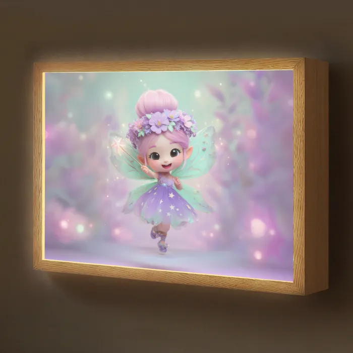 Fee - Paars - Sprookje Light Box met batterij (Wandlamp kind) middel -z3d_website