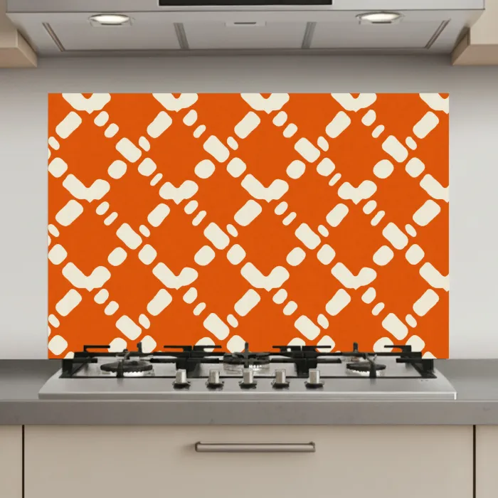 Oranje - Ruitpatroon - Wit keuken achterwand spatscherm klein 900 -3d_website
