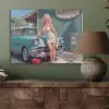 Auto - Vrouw - Groen PET vilt klein -sfeer2