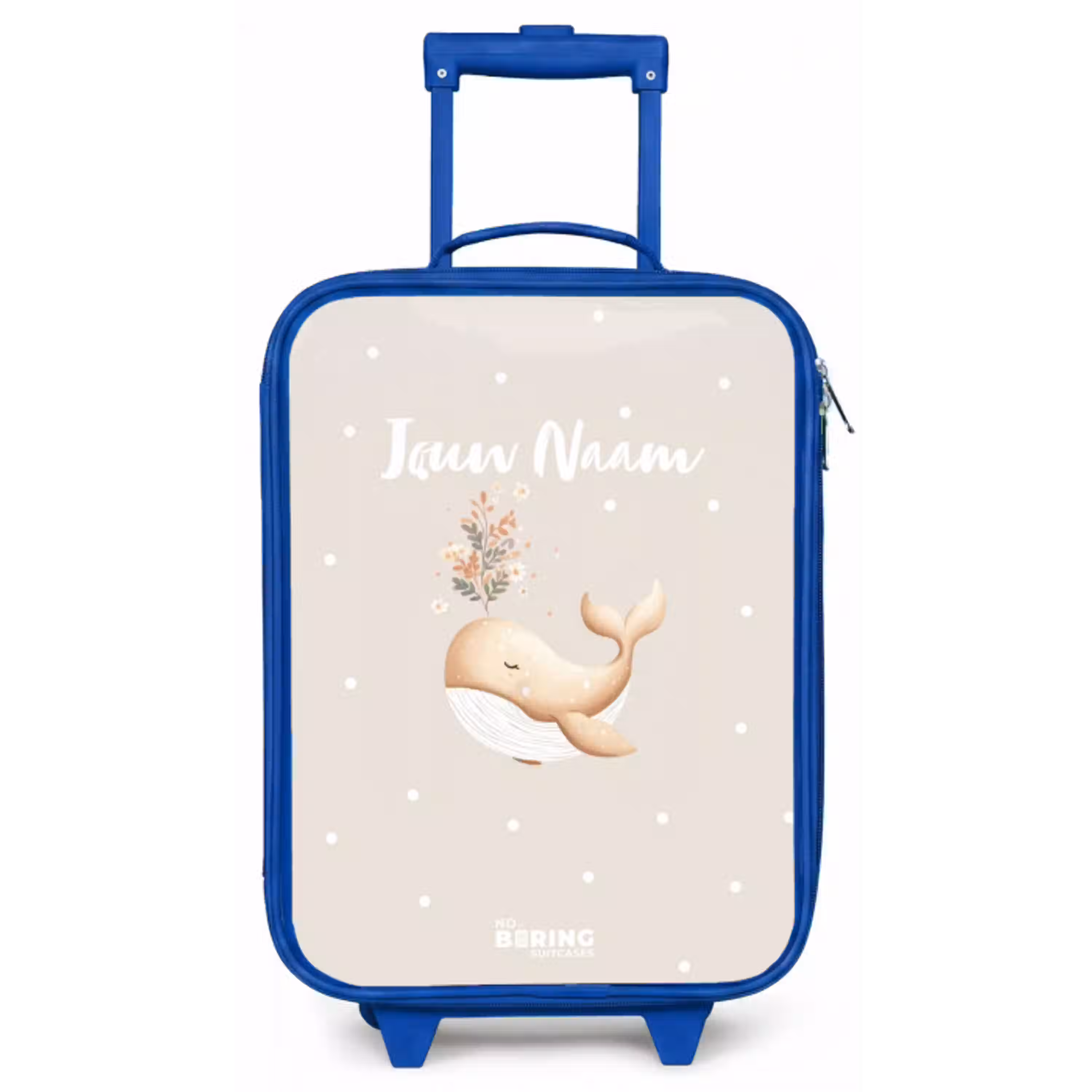 Beige walvis in bloemenzee Kinderkoffer - Blauw klein -zz3dotto