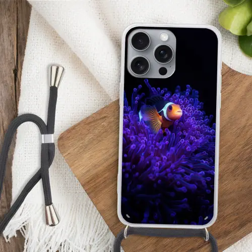 Koraal - Vis - Oranje - Zee Hoesje iPhone 16 Pro Max met koord klein -sfeer4