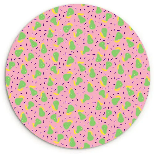 Roze - Streepjes - Groen - Peer Wandcirkel kunststof plaat 5mm dik klein 188 -3d