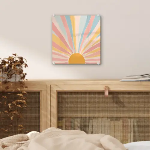 Illustratie - Zon - Pastelkleuren plexiglas 5mm klein -sfeer4