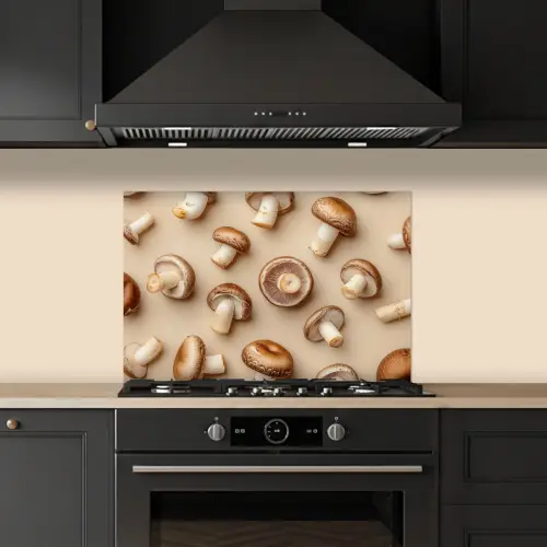 Kastanje Champignons - Beige keuken achterwand spatscherm klein -sfeer1