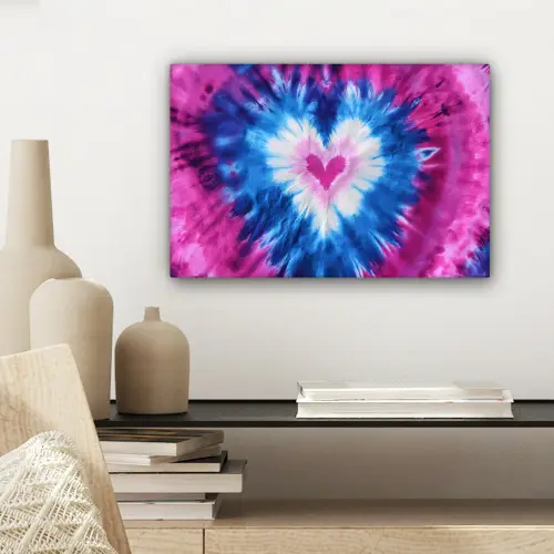 Hartvormig - Tie dye - Paars canvas 2cm klein -sfeer6