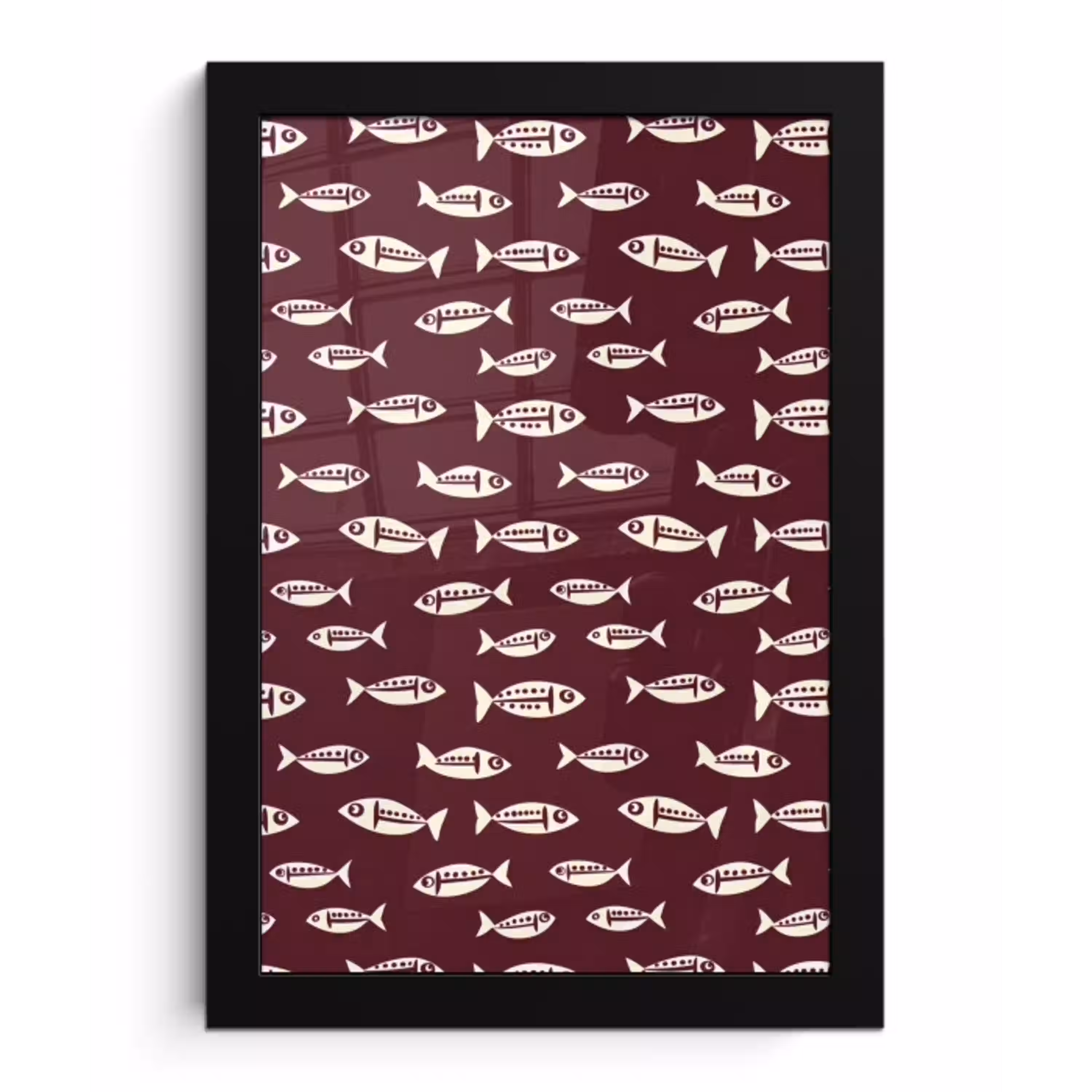 Vissen - Grafisch - Patroon - Donker fotolijst zwart zonder passe partout klein 224 -3d