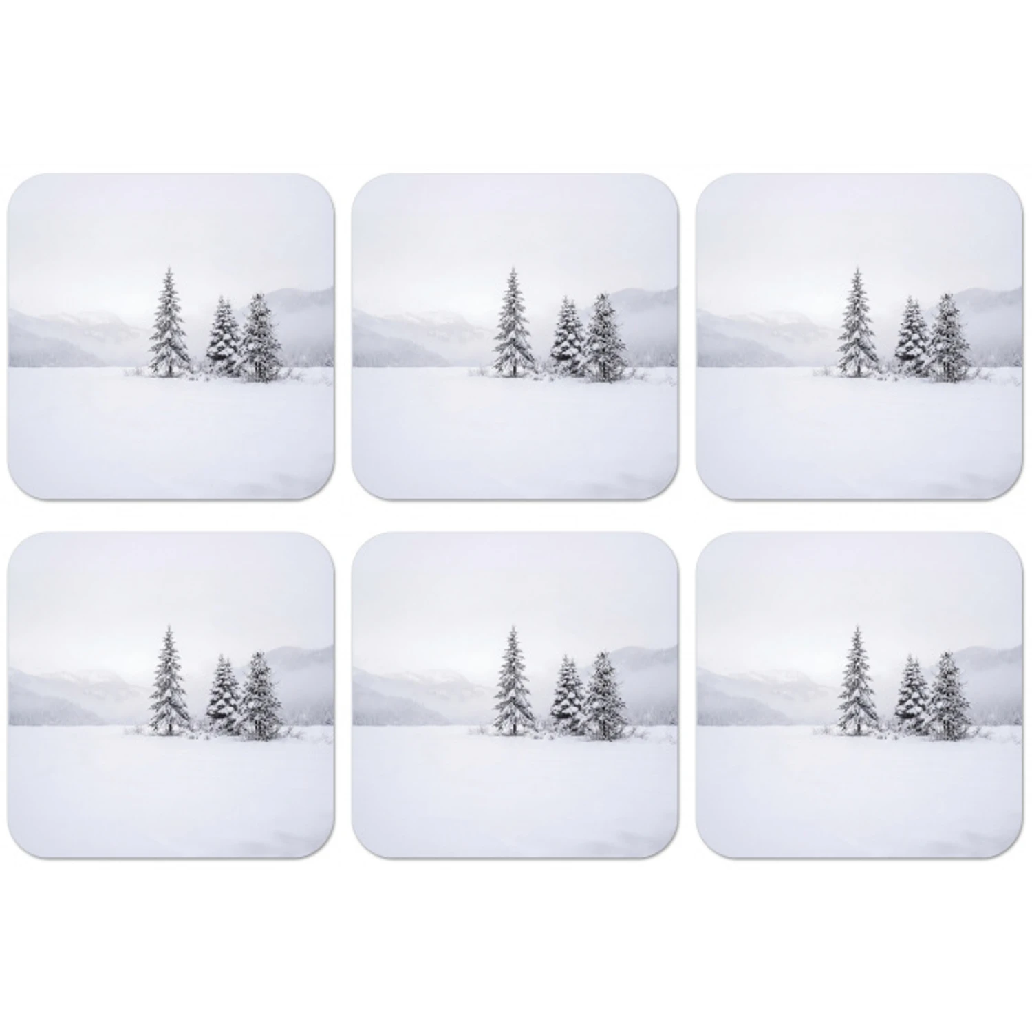 Fijnsparren - Sneeuw - Winter - Landschap - Stilte onderzetter kurk middel -zkaufland3dotto