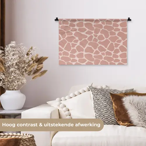 Giraffe - Lichtroze - Warm - Roze Wandkleed katoen klein 269 -sfeer1