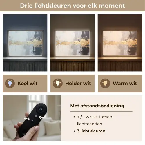 Goud - Luxe - Acryl - Kunst Light Box met batterij (Wandlamp) middel -USP_lichtkleurNL