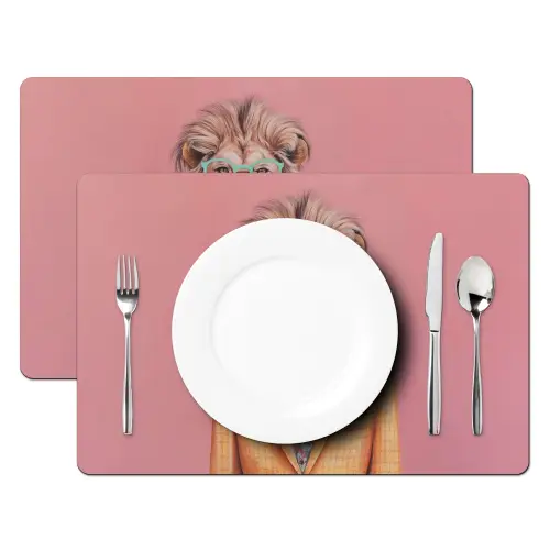 Leeuw - Pak - Geruit - Bril Placemat vinyl groot -zzsfeer2_Kitchenyeah-website