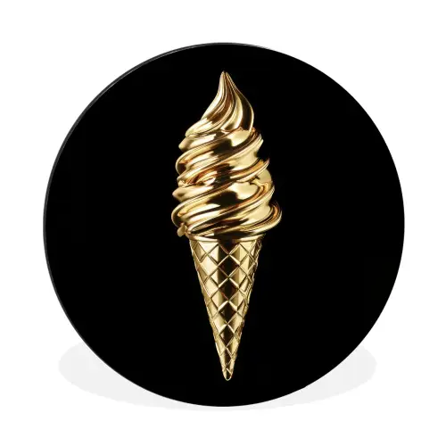 Ijs - Goud - Zwart - Eten Wandcirkel aluminium klein -3d