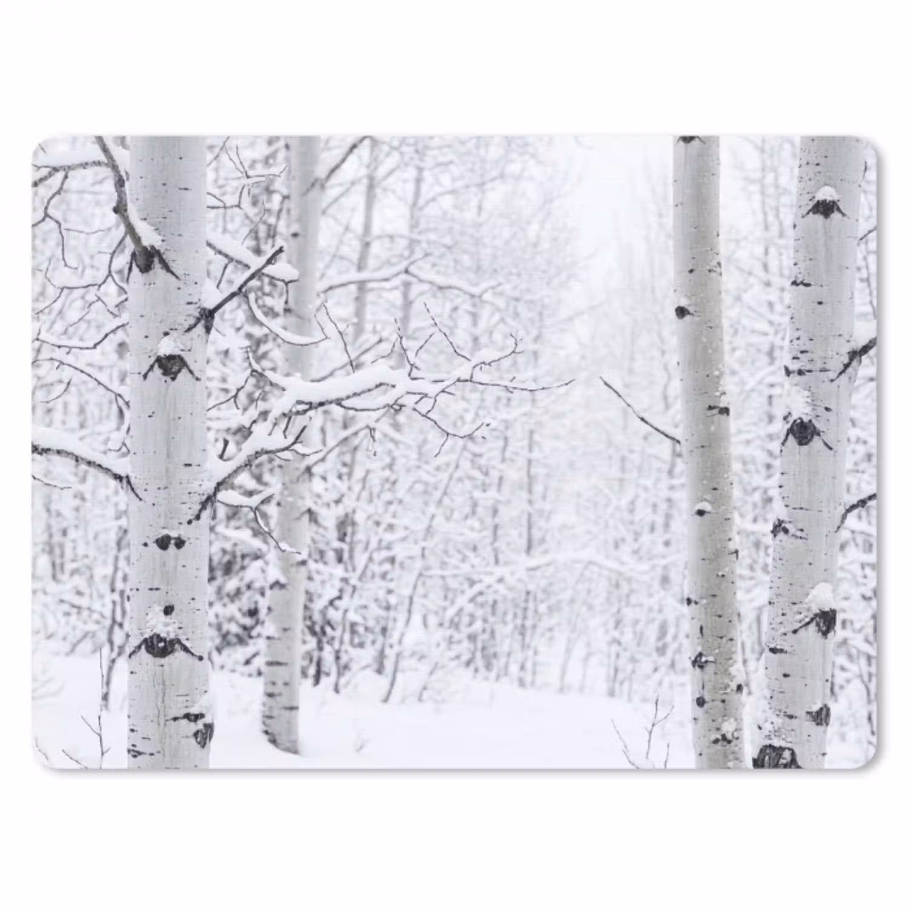 Berkenbomen - Sneeuw - Winter - Bos - Wit muismat rubber klein -3d