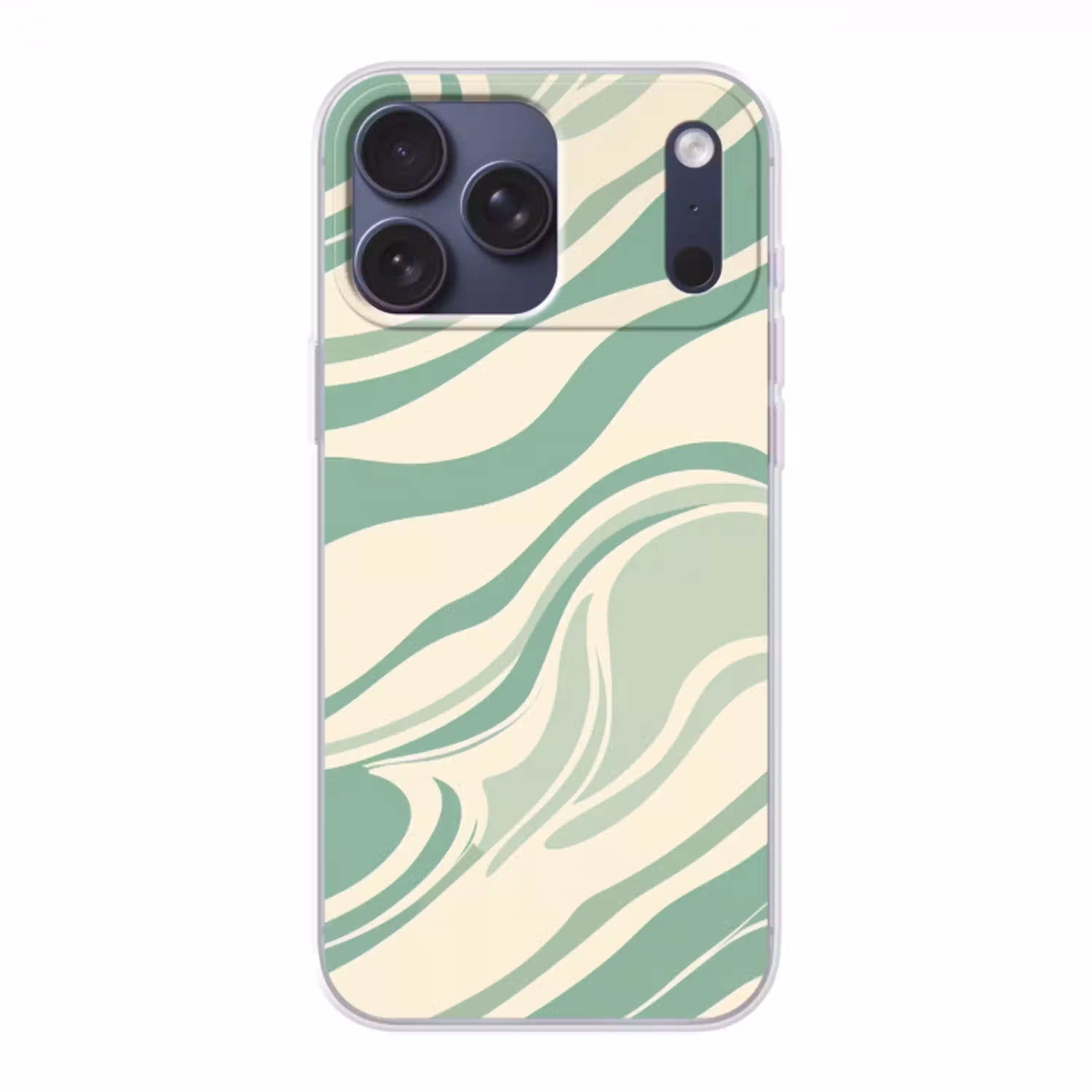 Organische lijnen - Mintgroen - Marmer Telefoonhoesje iPhone 17 Pro Max klein -3d