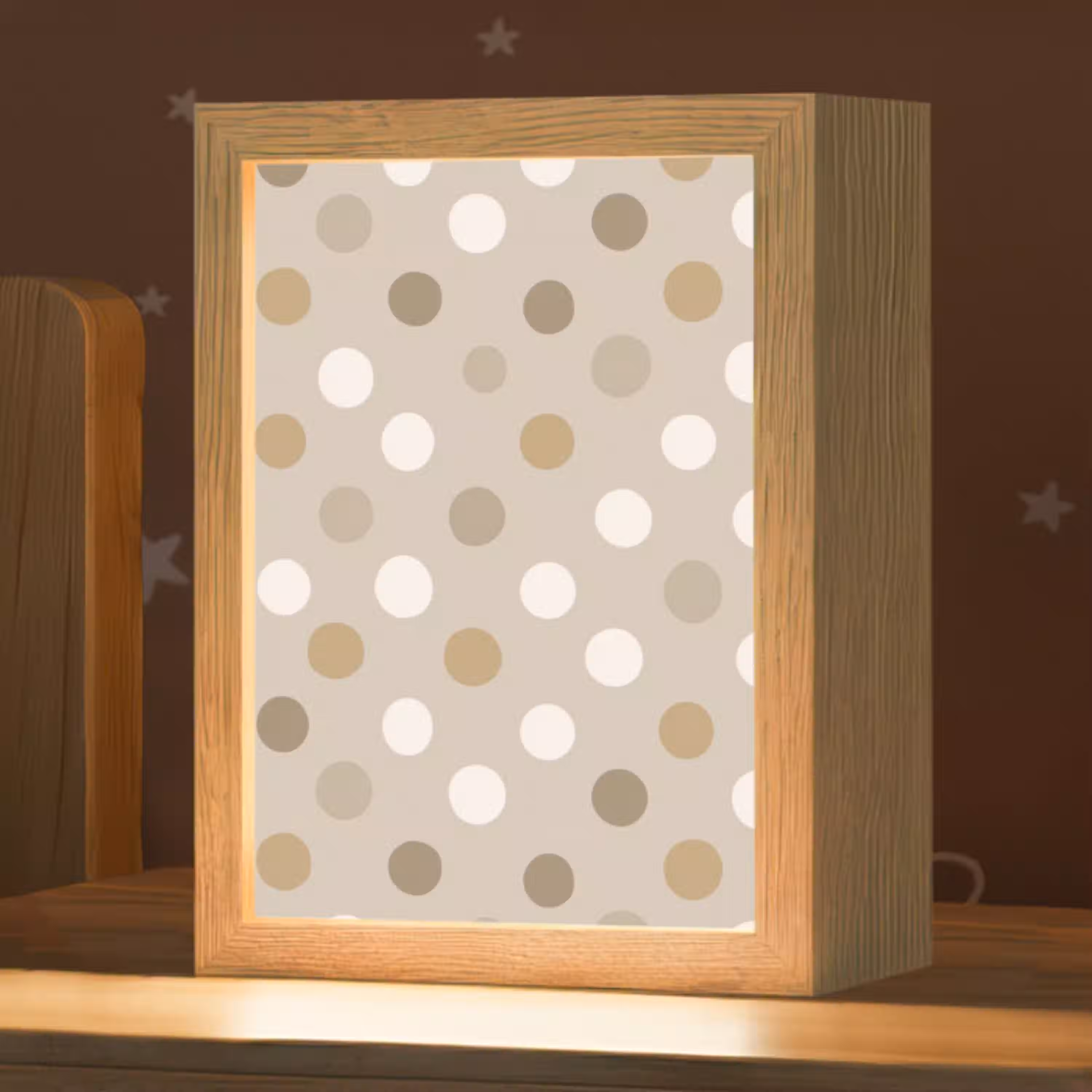 Polka - Dots - Beige Light Box met kabel (Kinderlampje) klein 904 -zzz_3d_website