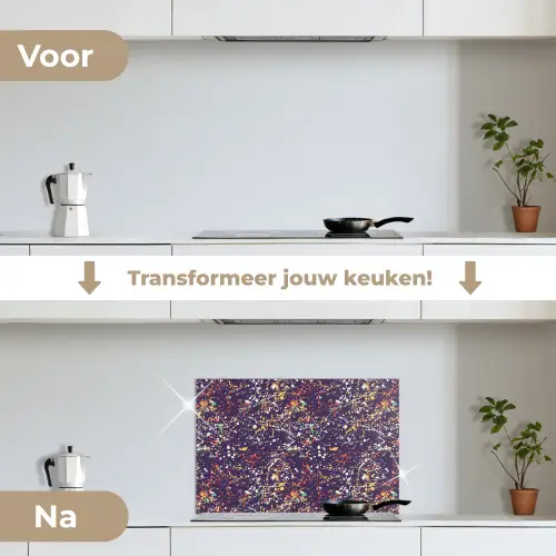 Spat - Abstract - Stippen keuken achterwand spatscherm klein 900 -voor_na_NL