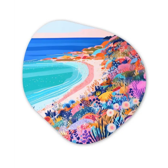 Bloemenweide - Zee - Zomers Wandcirkel Organisch Forex 3mm klein -3d