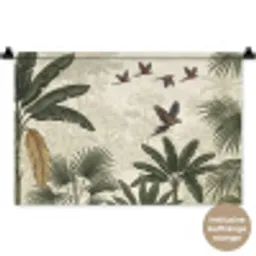Papagaaien - Jungle - Tropisch - Green Wandkleed katoen klein -t3d_DE