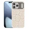 Bloemen - Print - Beige - Bruin - Minimalistisch Telefoonhoesje iPhone 17 Pro Max klein -3d