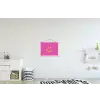 Smiley - Vrolijk - Roze textielposter latten blank klein -kinderkamer