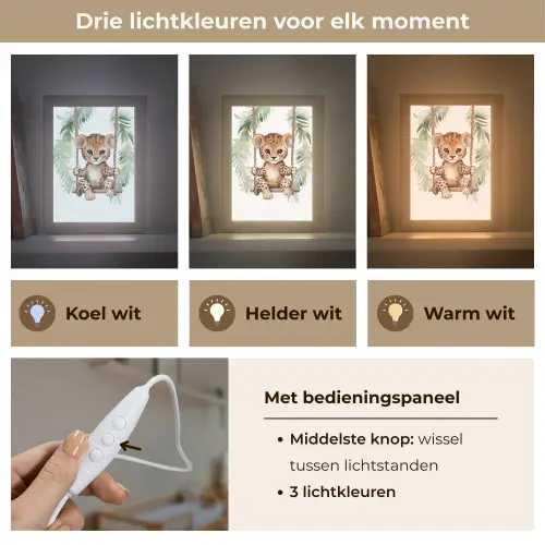 Luipaard - Dier - Kinderen - Jungle Light Box met kabel klein -USP_lichtkleurNL
