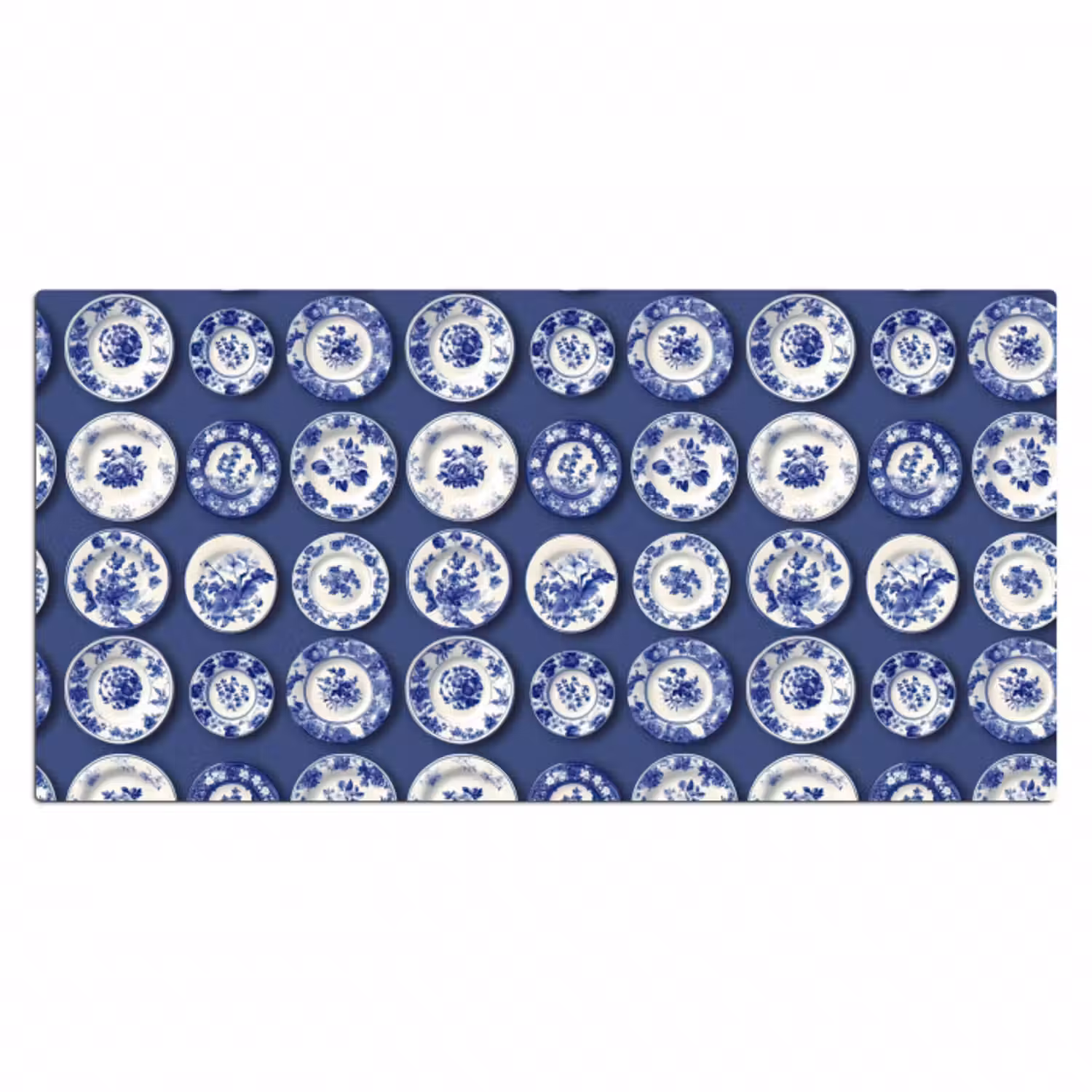 Schreibtischunterlage - Teller - Floral - Blau