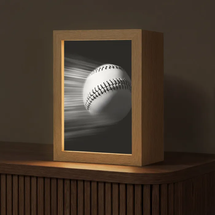 Honkbal - Wit - Vliegt Light Box met kabel (Tafellamp) klein -z3d_website