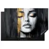 Gezicht - Vrouw - Penseelstreken - Abstract Inductie beschermer vinyl 3mm klein -3d