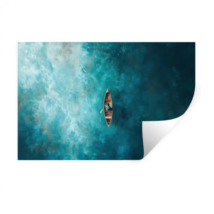 Bootje - Water - Blauw Muursticker klein -3d