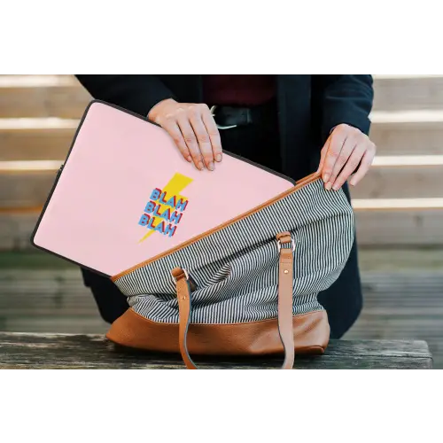 Blah - Bliksem - Roze laptophoes neopreen klein -tas