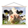 Koe - Boerderij - Gras - Dieren textielposter latten blank klein -3d