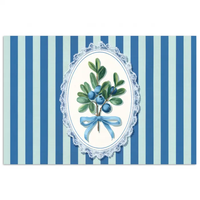 Illustratie - Bessen - Blauw - Strepen poster papier klein -3d